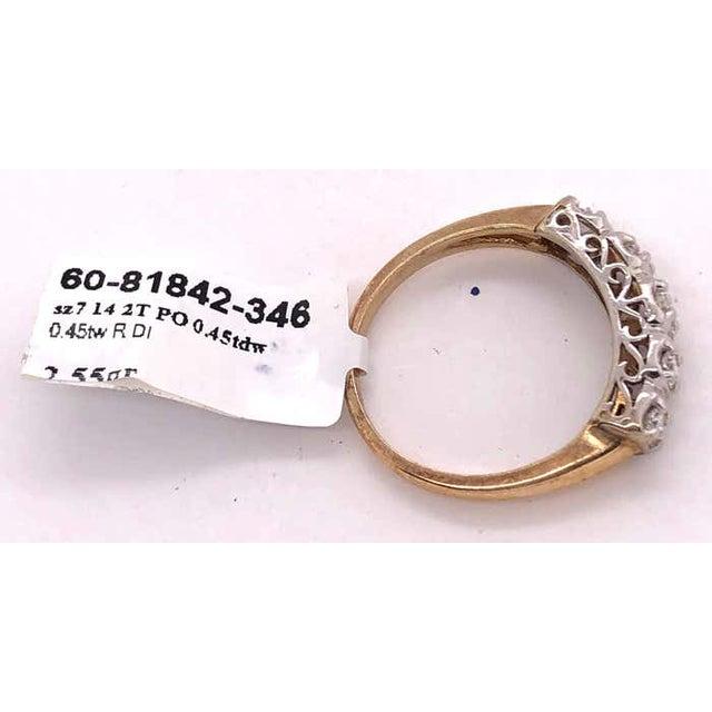 10 Karat Two-Tone Yellow and White Gold Crescent Ring With Five Diamonds For Sale - Image 9 of 12