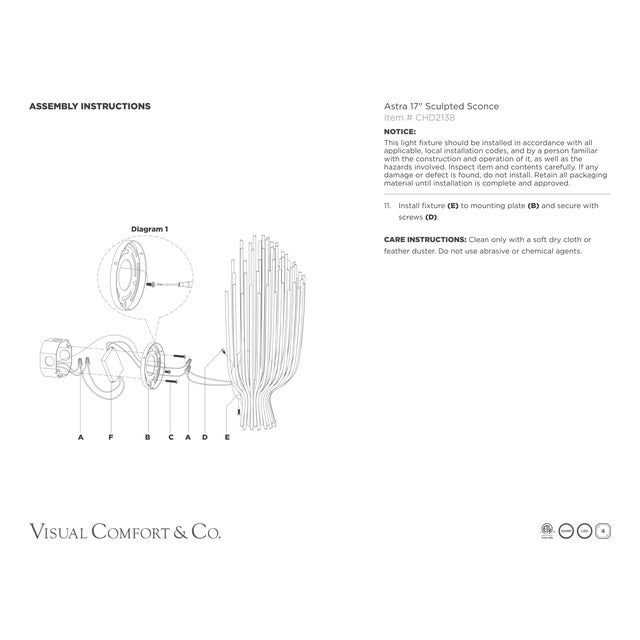 Chapman & Myers for Visual Comfort Signature Astra 17" Sculpted Sconce in Waxed Plaster For Sale - Image 9 of 9