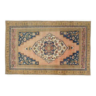 Vintage Turkish Area Rug, Hand-Knotted Wool, Traditional Anatolian Medallion Design For Sale