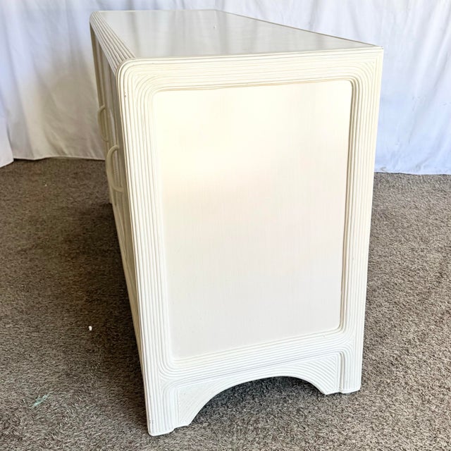 Wood Boho Chic Wavy Pencil Reed Credenza For Sale - Image 7 of 10