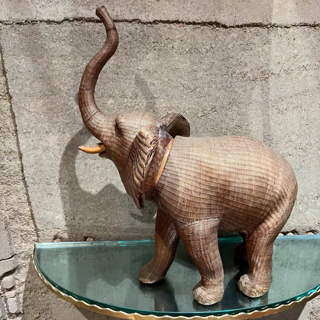Vintage Chinese Wicker Elephant Box, Hand-Woven Rattan, Mid-Century For Sale In San Diego - Image 6 of 11