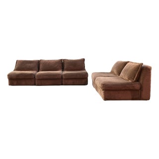 Vintage Modular Brown Sofa Set from Rolf Benz, 1970s, Set of 5 For Sale