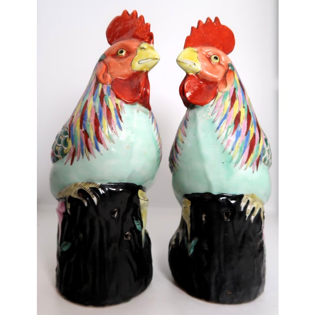 This pair of porcelain cockerels are colorful and happy. Many people love to have a cock or chicken (or both) in the...