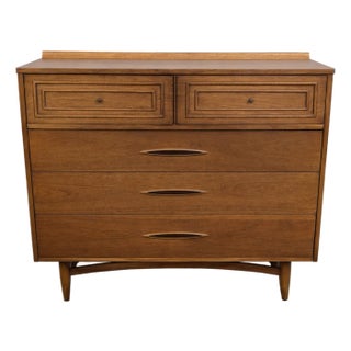 1960s Bassett Mayan Mid-Century Modern Highboy Dresser. Vintage For Sale