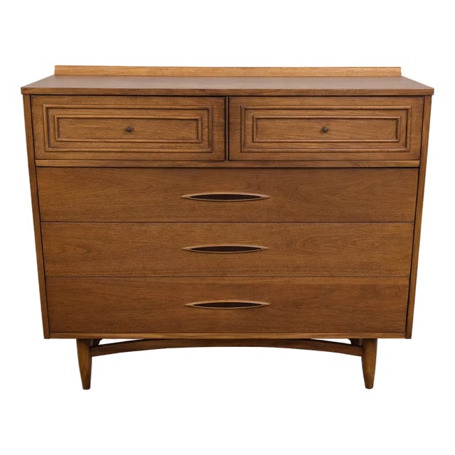 1960s Bassett Mayan Mid-Century Modern Highboy Dresser. Vintage For Sale
