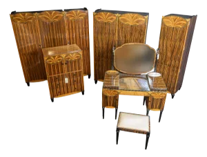 Art Deco Bedroom Suite, 1920s, Set of 6