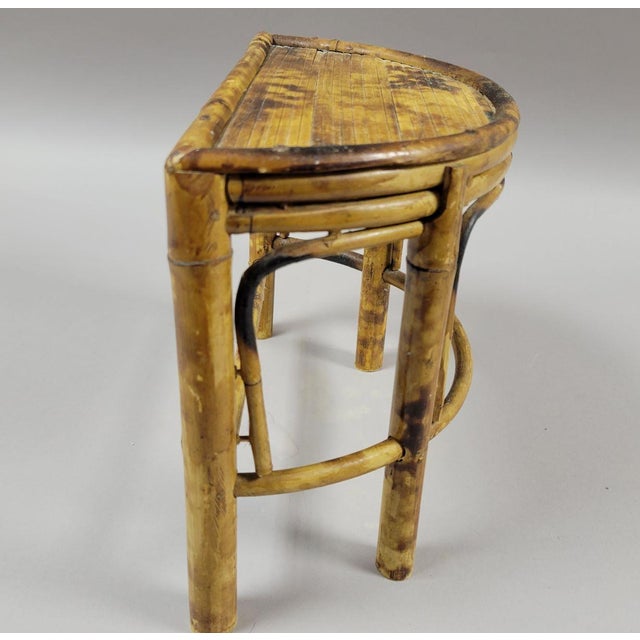 1980s Vintage Bamboo Demilune Display Stand For Sale - Image 5 of 6