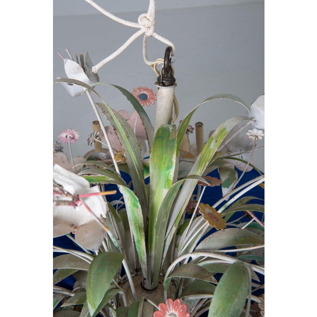 1970s Huge Custom Metal Floral Chandelier in Hollywood Regency Style For Sale - Image 11 of 13