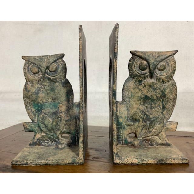 A beautiful set of Japanese midcentury owl bookends. Lovely patina and solid iron construction. Includes original felt on...
