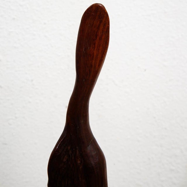 Mid-Century Modern Mid Century Modern Artisan Carved Abstracted Figure Sculpture Walnut Studio MCM For Sale - Image 3 of 12