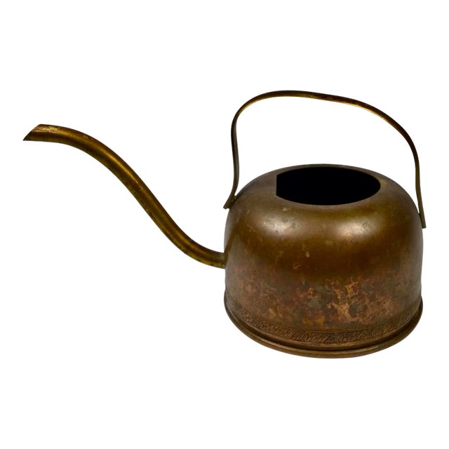 Antique Brass Copper Spout Water Can For Sale