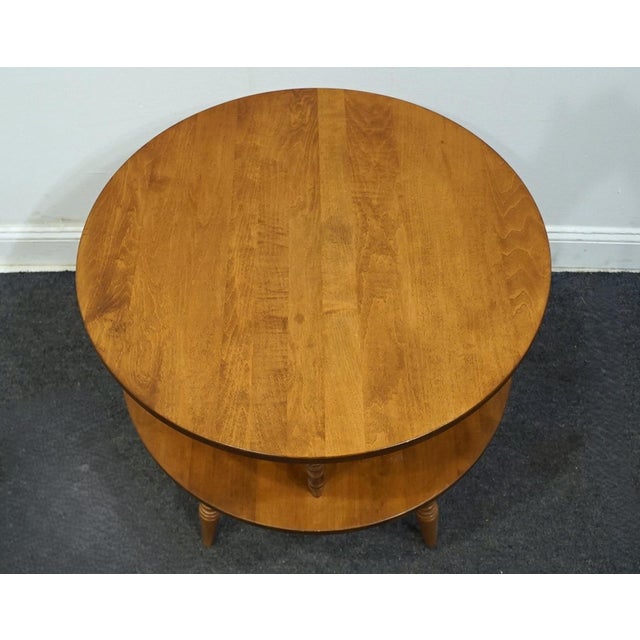 Tell City Solid Hard Rock Maple Colonial Early American 26" Round Drum Accent End Table - Andover Finish For Sale - Image 4 of 8