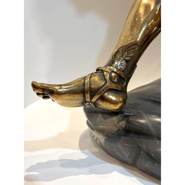 Late 20th Century Bronze Nude Mercury Figural Sculpture on Stone Base For Sale - Image 9 of 11