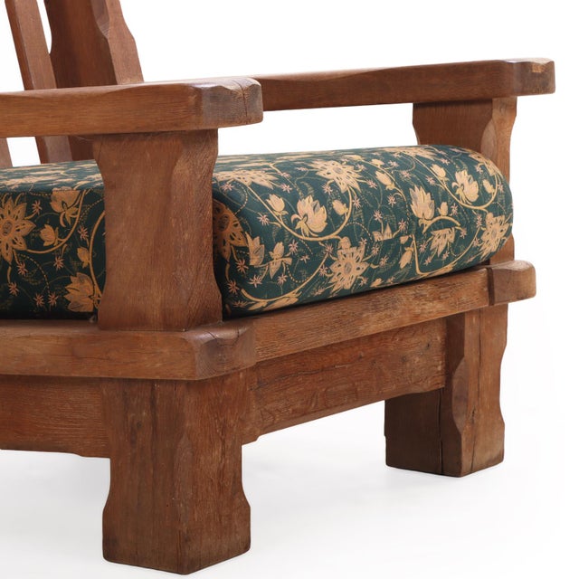 Wood A Pair of French Heavy Oak Brutalist Style Open Arm Chairs, C. 1960. For Sale - Image 7 of 8