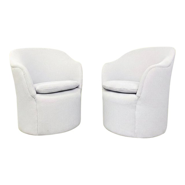Edward Wormley for Dunbar White Club Chairs, a Pair For Sale