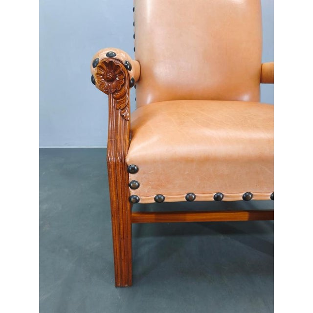 Antique Danish Leather Armchair, 1890s For Sale - Image 4 of 15