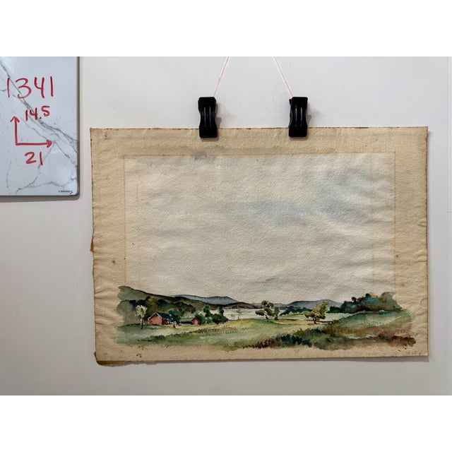 Henry Emil Salloch Original Watercolor on Paper Rural River Valley. For Sale In Atlanta - Image 6 of 6