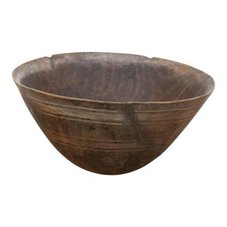 Tall Rounded Antique African Bowl For Sale
