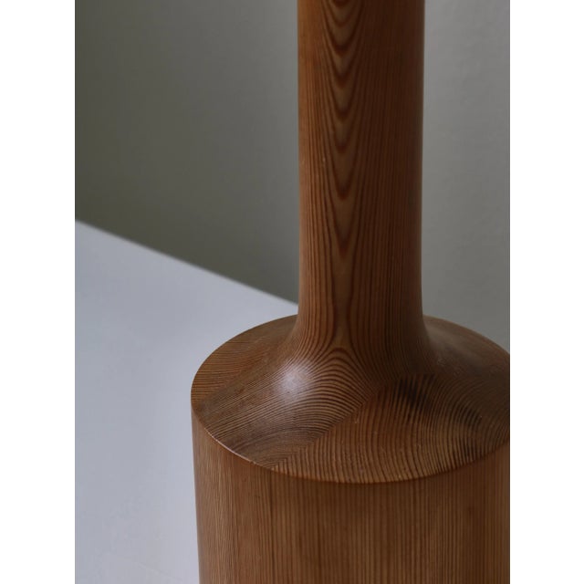 1960s Large Pinewood Table Lamp, Handmade Shade Marianne Von Münchow, Sweden, 1960s For Sale - Image 5 of 12
