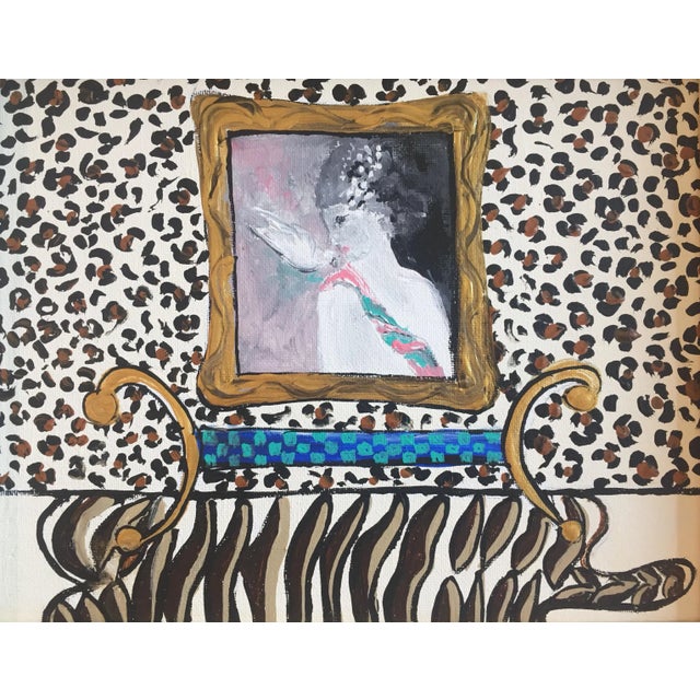 Original painting on canvas board by contemporary artist Judy Henn 8 x 10 overall size with vintage frame & linen liner is...