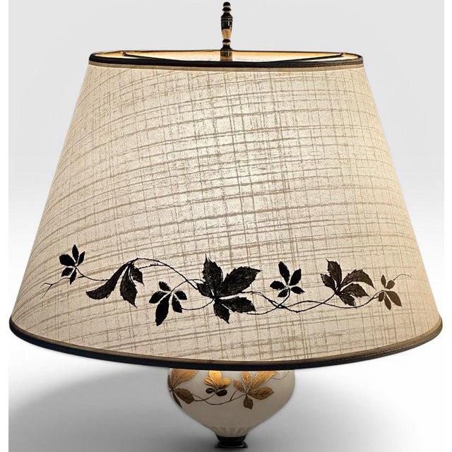 White Mid 20th Century Neoclassical Brass and Painted Milk Glass Grapevine Lamps - A Pair For Sale - Image 8 of 18