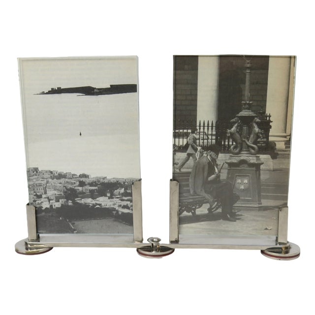 Art Deco Double Picture Frame in Nickel-Plating, 1920s For Sale