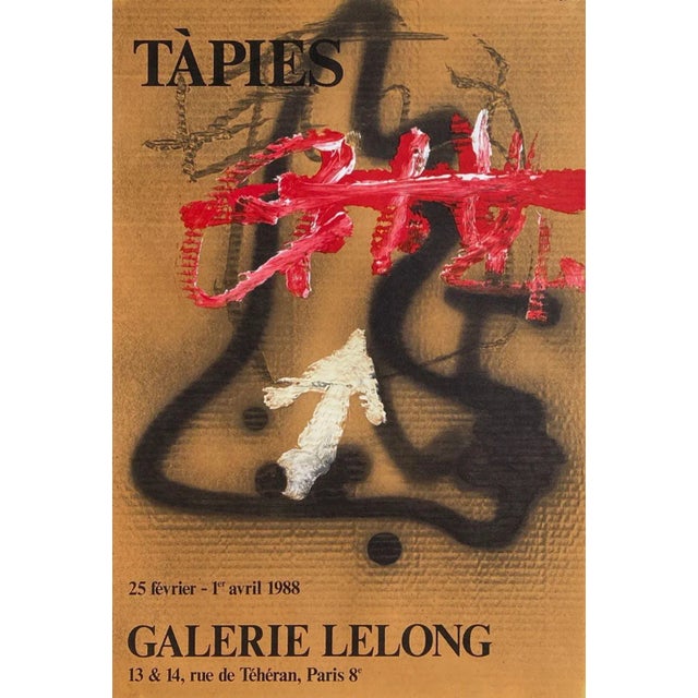 Antoni TAPIES GALERIE LELONG 1988 original lithograph poster on matt poster paper unsigned and not numbered 27.2 x 18.9 in...