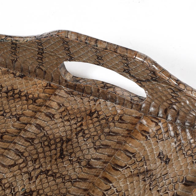 Mid-Century Modernist Python Skin Tray by Karl Springer For Sale In New York - Image 6 of 10