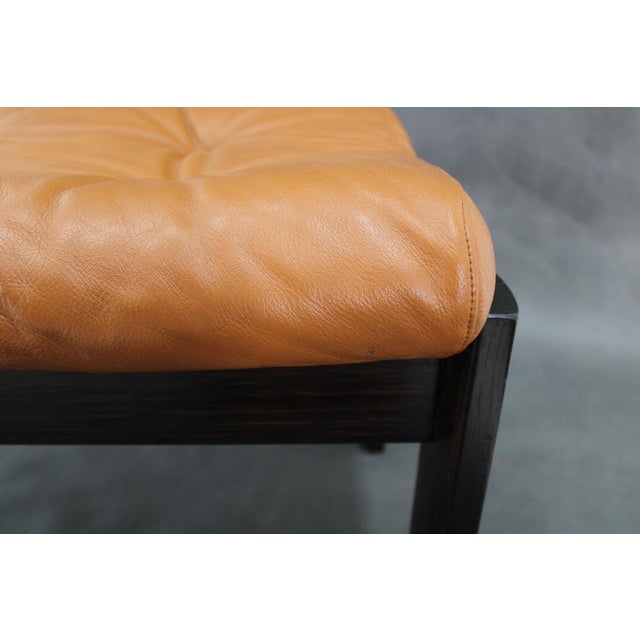 Brown Leather Oak Stool, Denmark, 1960s For Sale - Image 9 of 12