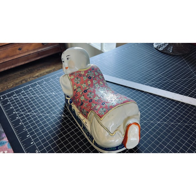 Late 20th Century Vintage Porcelain Japanese Takmakura Geisha Girl Neck Rest For Sale - Image 5 of 8