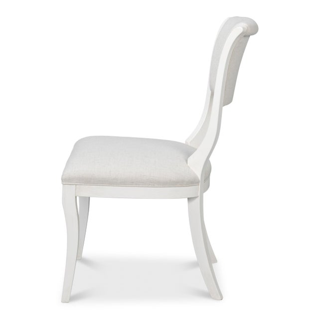 Art Deco Klismos Dining Chairs in White with Cream Seats, Sets of 2 For Sale - Image 3 of 11