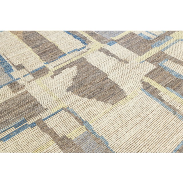10 X 13 Modern Moroccan Wool Rug With Abstract Geometric Design, Earthy Tones For Sale - Image 9 of 11
