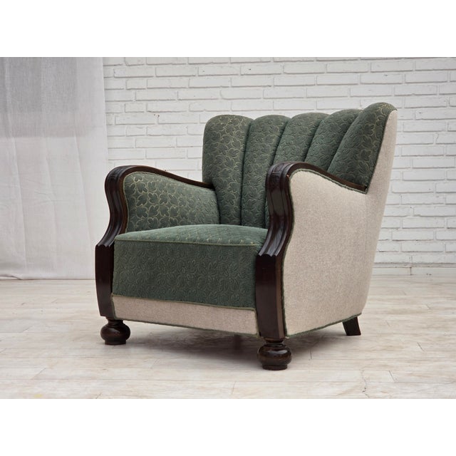 Danish Relax Chair in Furniture Wool and Oak Wood, 1960s For Sale - Image 15 of 18