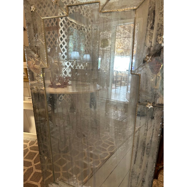 Hollywood Regency Large Ghosted Mirror Skyscraper Mirror For Sale - Image 3 of 6