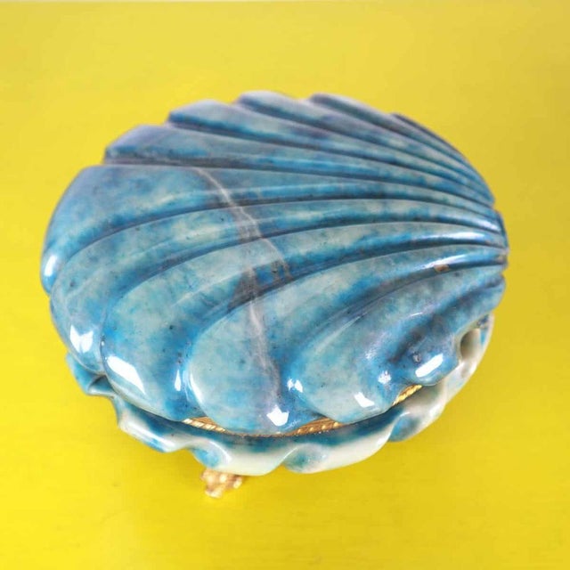 Vintage Alabaster Shell Jewelry Box, 1950s For Sale - Image 5 of 11