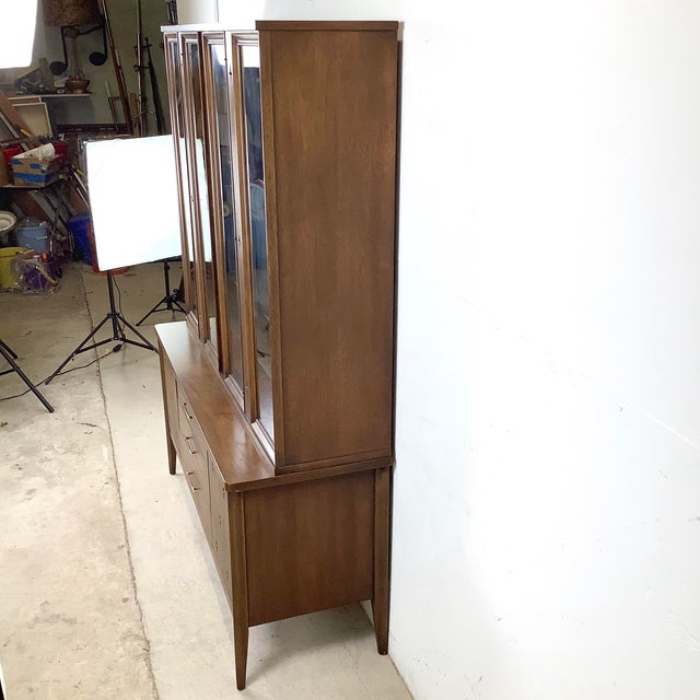 Wood MCM "Saga" Sideboard With Display Cabinet by Broyhill For Sale - Image 7 of 12