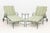 Richard Frinier for Brown Jordan Green Painted Aluminum Three-Piece Patio Furniture Set, comprising: two adjustable...
