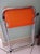 Folding Occasional Stool in Chromed Metal with Orange Imitation Leather Seat, France, 1970s For Sale - Image 9 of 12
