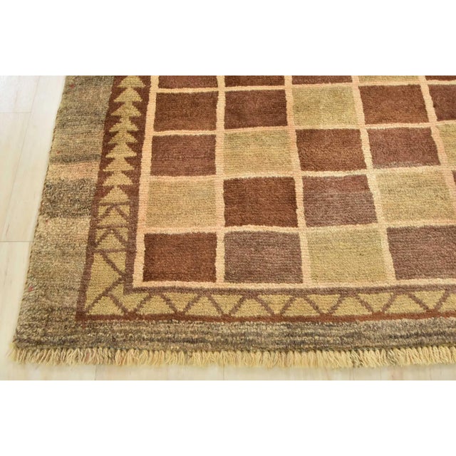 Gabbeh Rug 3’3” X 5’2” Brown Wool Vintage Tribal Hand-Knotted Carpet For Sale - Image 10 of 13