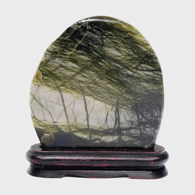 Contemporary Petite Chinese Greenery Meditation Stone For Sale - Image 3 of 4