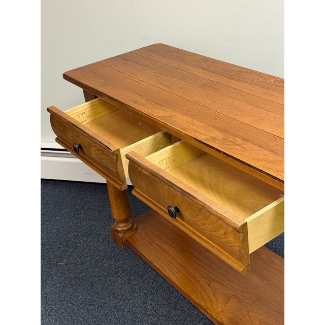 Broyhill Attic Heirlooms Rustic Oak Console / Sofa Table For Sale - Image 10 of 12