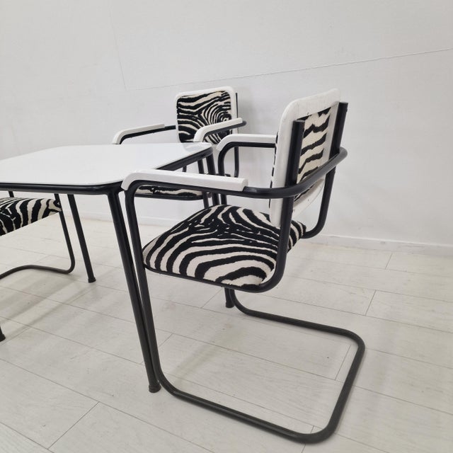 Bauhaus-Style Cantilever Dining Set in Steel, 1970s, Set of 4 For Sale - Image 14 of 18
