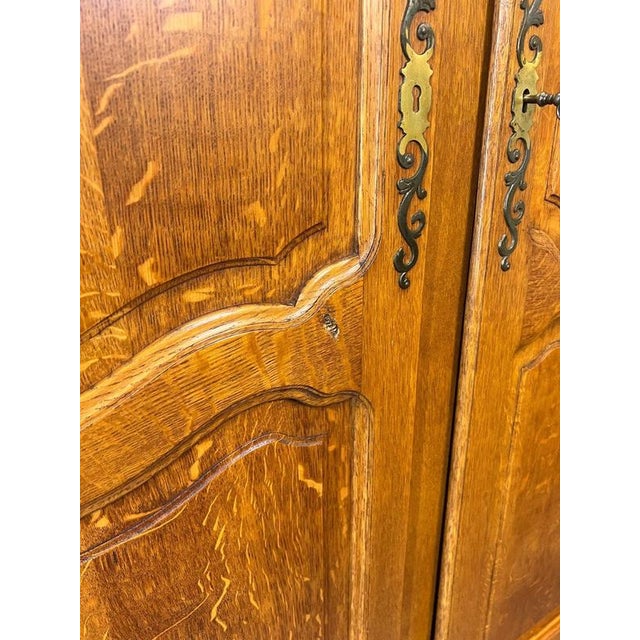 Brown Vintage Louis XVI Wardrobe in Oak For Sale - Image 8 of 10