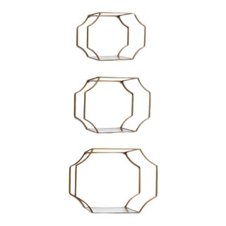 Kenneth Ludwig Chicago Hudson Gold Leafed & Mirrored Shelves - Set of 3 For Sale