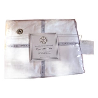 Tessitura Toscana Telerie Firenze Italian Made Queen 100% Cotton Percale Sheet Set For Sale