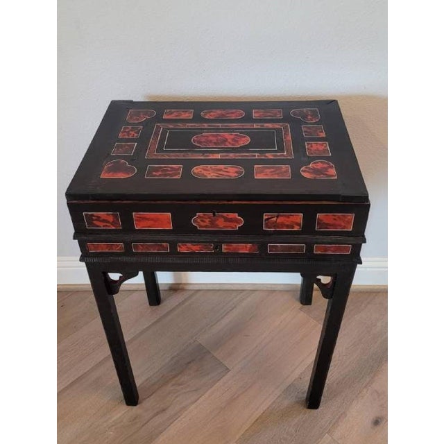 17th/18th Century Antwerp Ebonized Wood Faux Red Tortoiseshell Standing Box Silverware Chest For Sale - Image 15 of 18