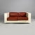 Italian modern white wood and brown leather sofa Saratoga by Massimo and Lella Vignelli for Poltronova, 1980s Two seater...