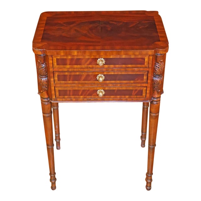 Maitland Smith Flame Mahogany Regency Style Nightstand For Sale