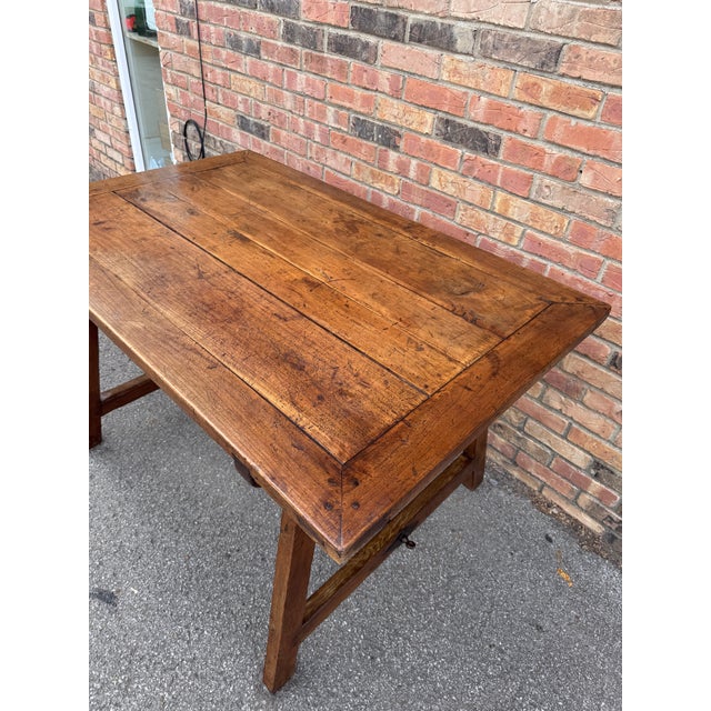Brown 19th Century Desk Table With Metal Accents For Sale - Image 8 of 14