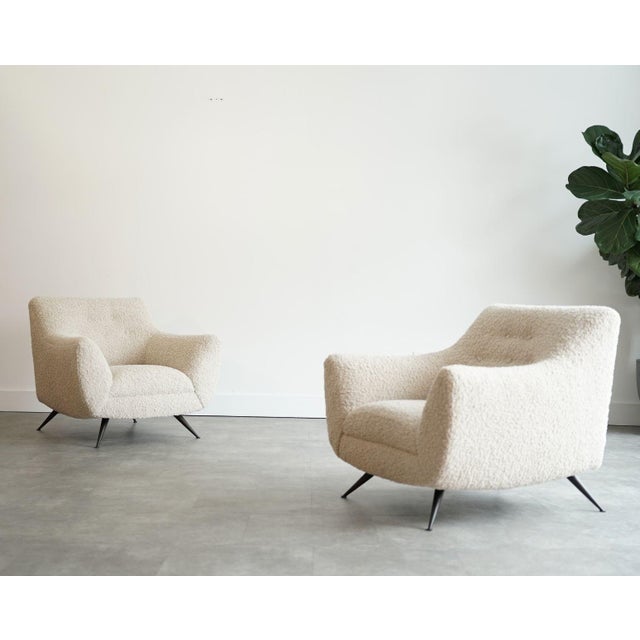 Mid-Century Modern Lounge Chairs by Henry Glass in Oatmeal Bouclé, C. 1950s For Sale - Image 3 of 11